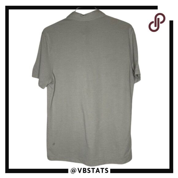 Lululemon Gray with Subtle Stripe Short Sleeve Evolution Polo Shirt Size Large - Picture 2 of 5